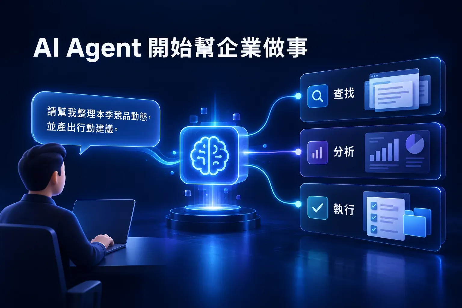 AI Agent 將管理者指令轉成查找、分析與執行的企業工作